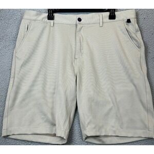 Halsey Sport Shorts Mens 38 Performance Beige Micro-stripe Chino Golf Stretch